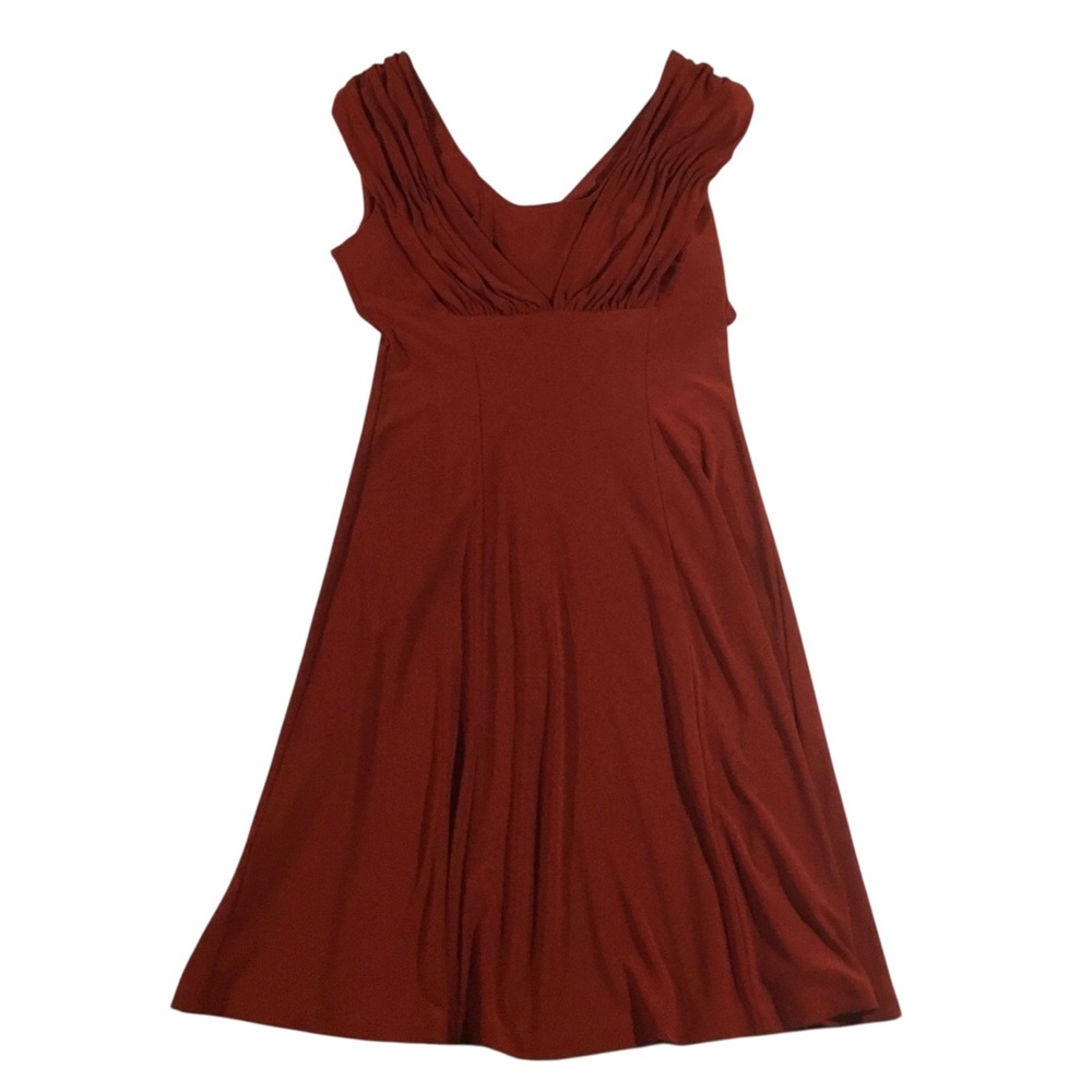 Calvin Klein Red Sleeveless Jewel Neck Midi Fit Flare Dress Size 6